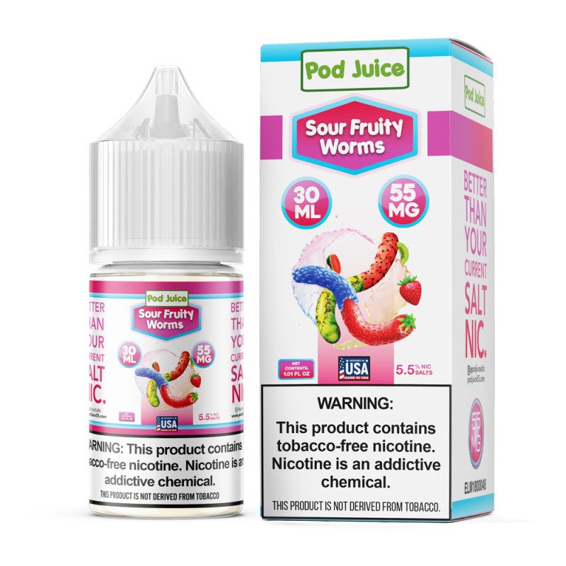 Pod Juice Synthetic Salt Sour Fruity Worms 30mL